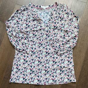 Boden WA370 Print 3/4 Sleeve Blouse Size US 6 V-Neck
